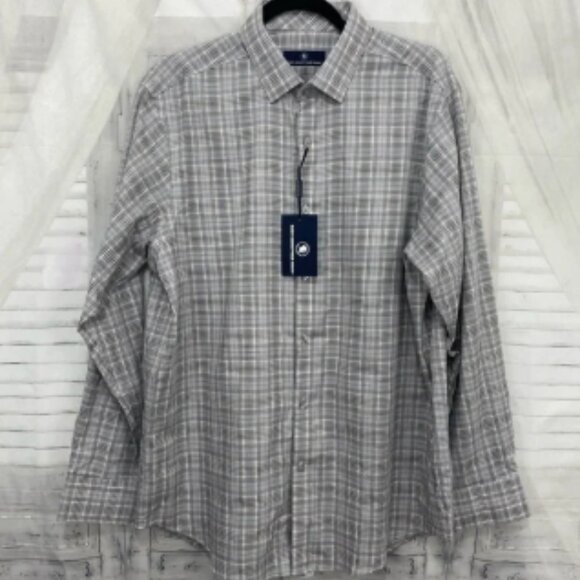 Hart Schaffner Marx Size Large 100% Cotton Button Shirt Casual Long Sleeve Gray - Picture 1 of 7